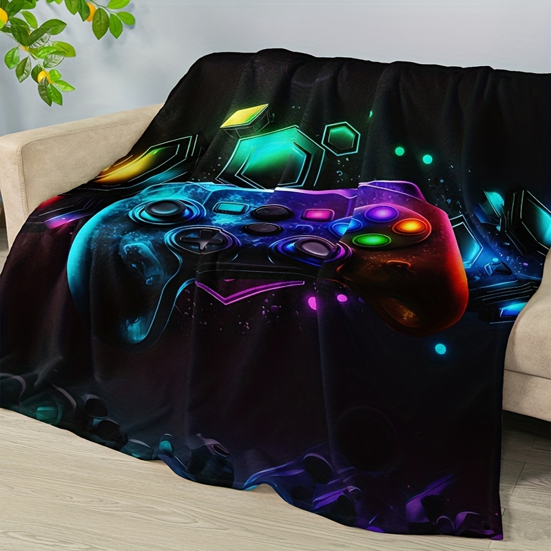 

1pc Fashion Cool Gamepad Print Blanket, Flannel Blanket, Soft Warm Throw Blanket Nap Blanket For Couch Sofa Office Bed Camping Travel, Multi-purpose Gift Blanket For All Season