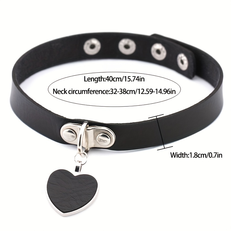 Women Girls Choker Collar Necklace Ring PU Leather Heart Charm