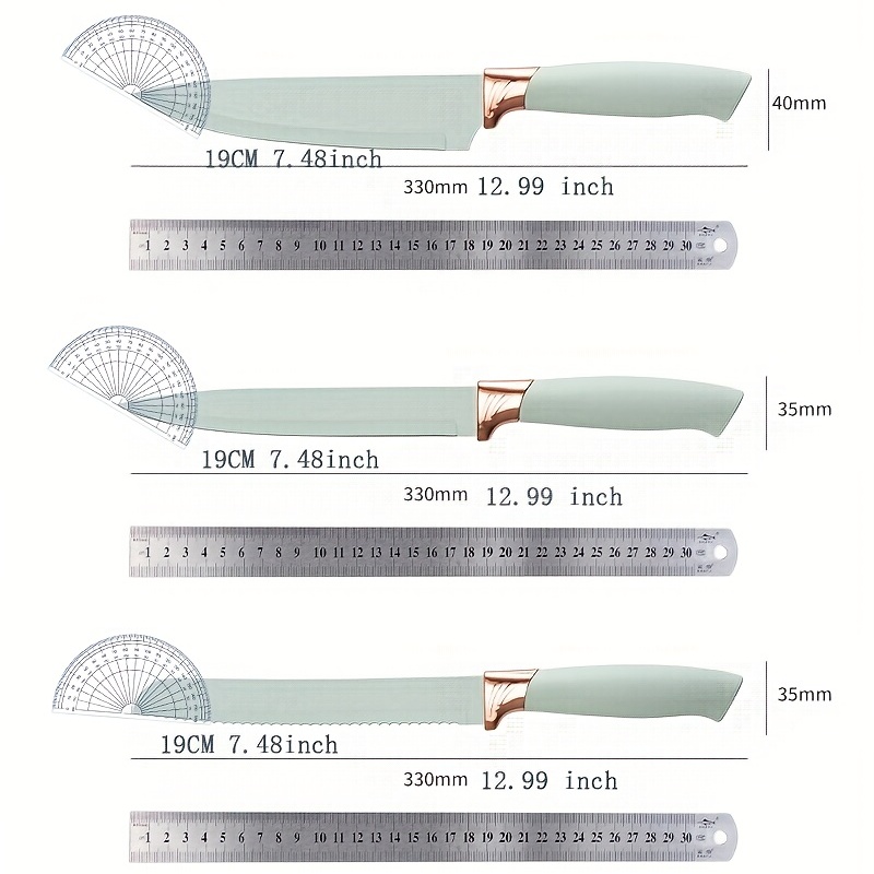 17 Pieces Kitchen Knives Set, 13 Stainless Steel Knives Acrylic