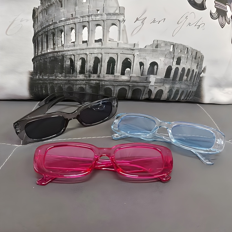 Candy Color Transparent Sunglasses Rectangle Stylish Y2K Sun Shade Eyeglasses Women Driving Eyewear,Temu