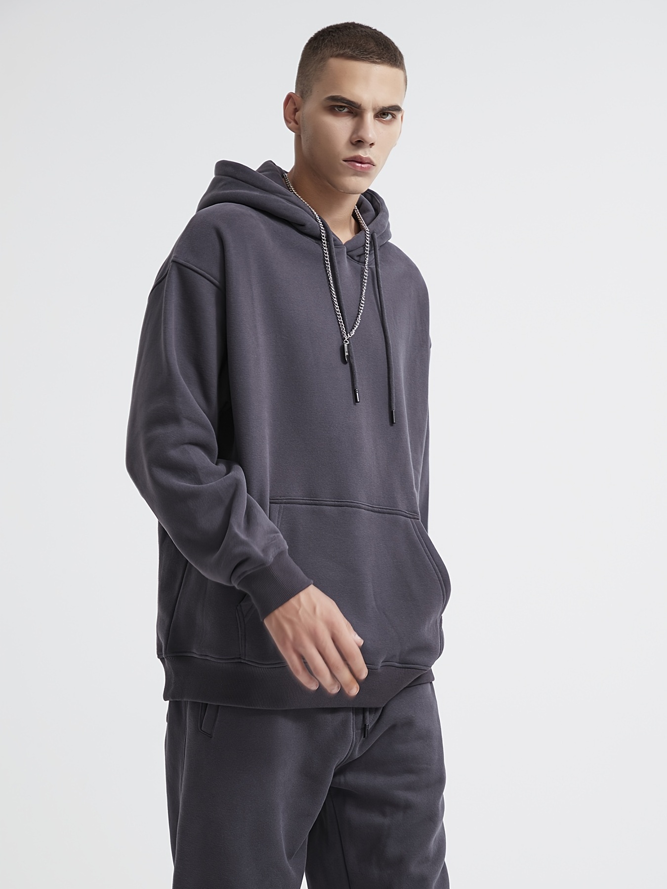 MINIPIGGY Men's Dark Gray Sports Hoodie with Pocket - Comfortable and  Stylish Plus Size Sweatshirt