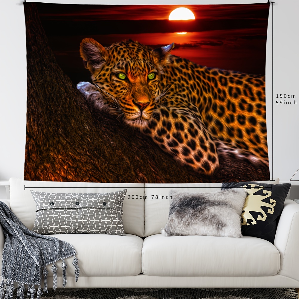 Green Eyed Leopard Pattern Tapestry Aggressive Leopard - Temu