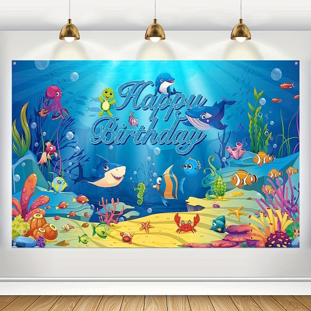 Happy Birthday Decoration Banner Sea Backdrop Ocean Animal - Temu Canada