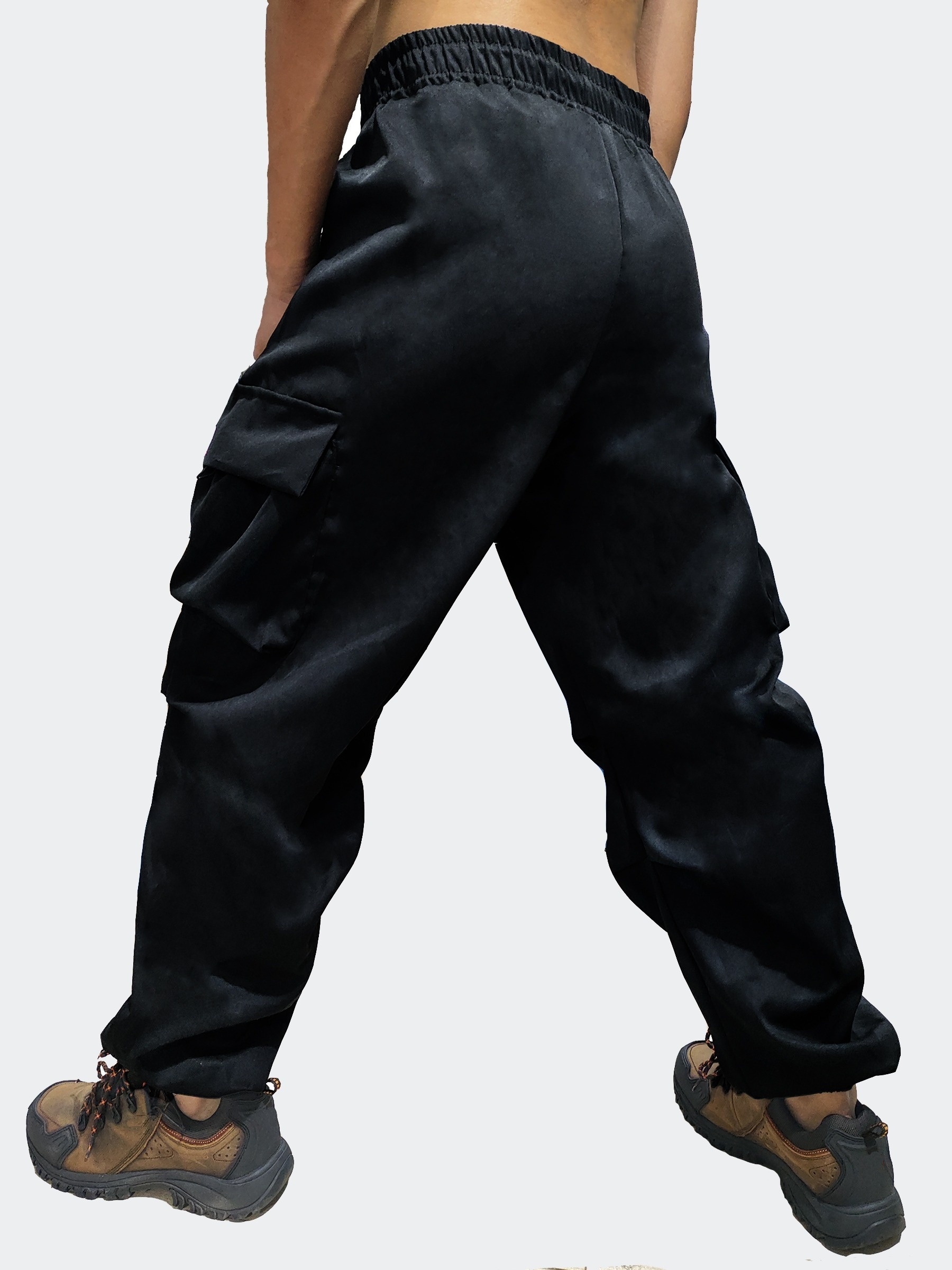 Plus Size Men's Solid Cargo Pants Oversized Fashion Street Style Pants With  Pockets For Spring Fall, Men's Clothing