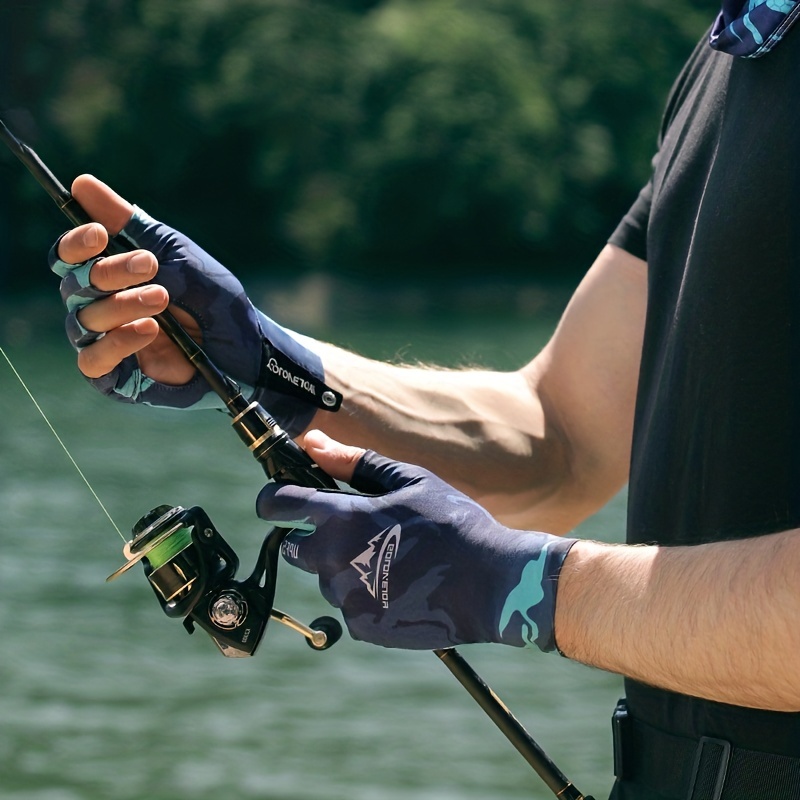 1 par de guantes para el sol UPF 50+ guantes de pesca sin dedos protección  UV guantes de pesca transpirables a prueba de agua hombres/mujeres para  kayak senderismo – Los mejores productos