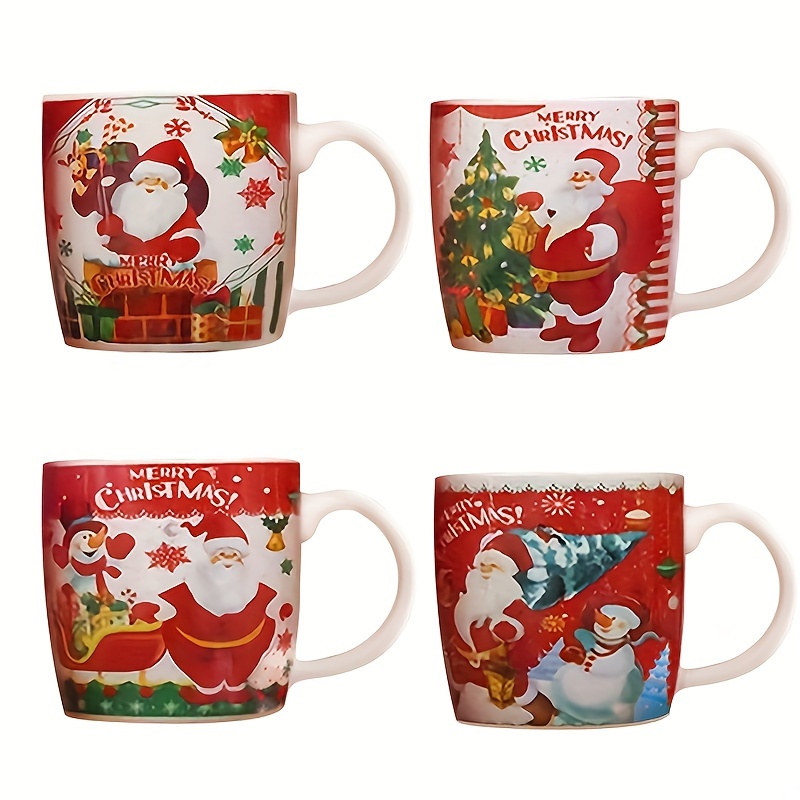  Taza, 2 tazas de Navidad para la oficina, taza de café de  cerámica, decoración de cerámica, taza de café de Papá Noel, lindas tazas  de Navidad, taza de agua de mano