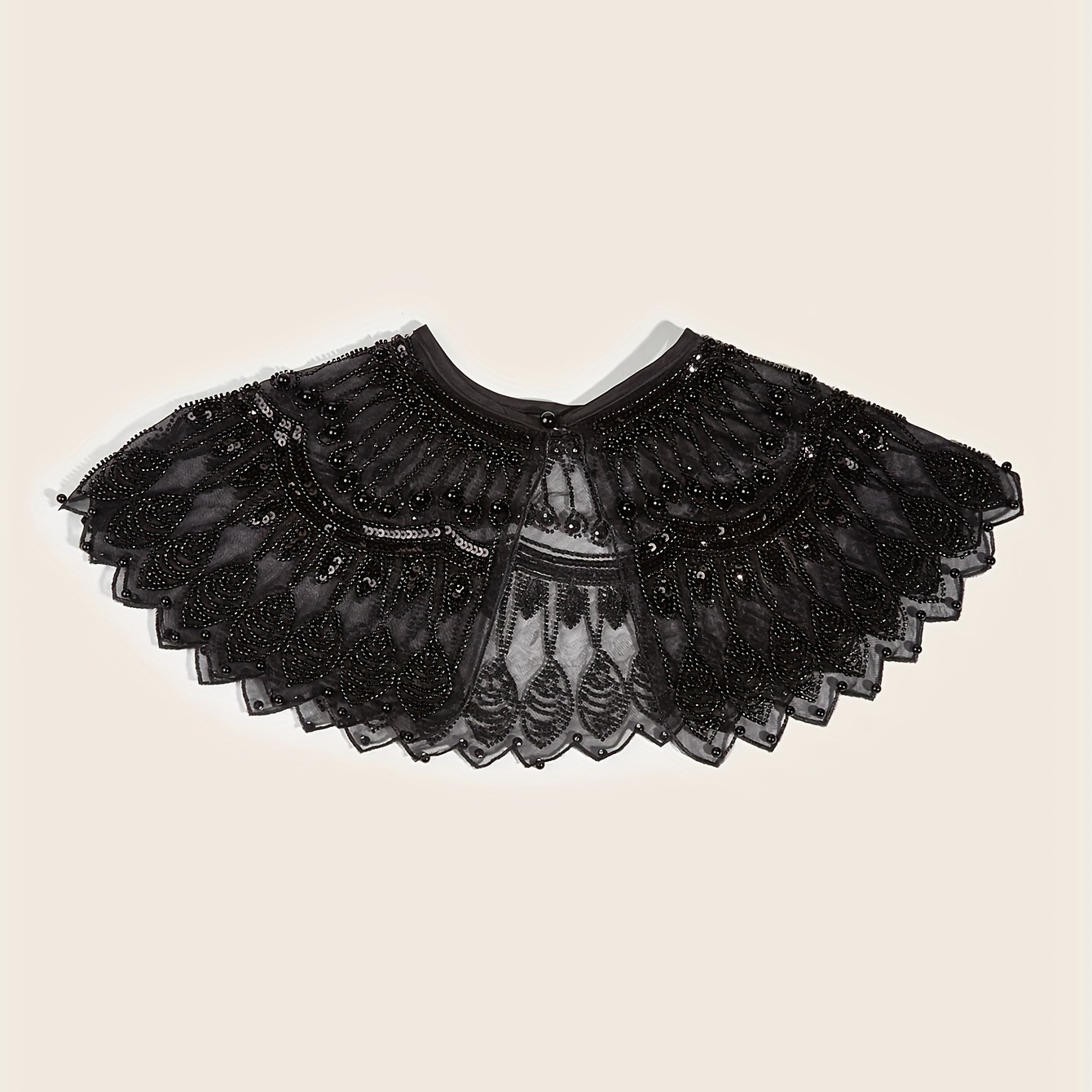 2 Layer Mesh Pearl Thin Shawl Dress Decorative Shawl For Women