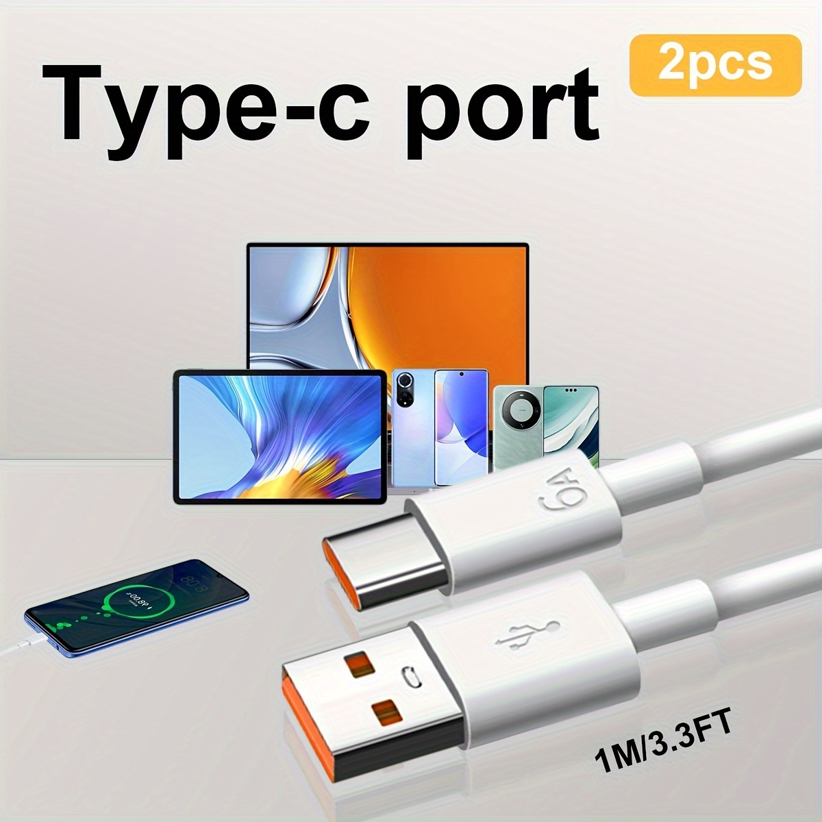  Cable USB C de 6 pies para Xiaomi 120W HyperCharge Turbo de  carga rápida, 6A tipo C cable de nailon trenzado USB-C a USB A cargador  para Xiaomi Pad 5 12