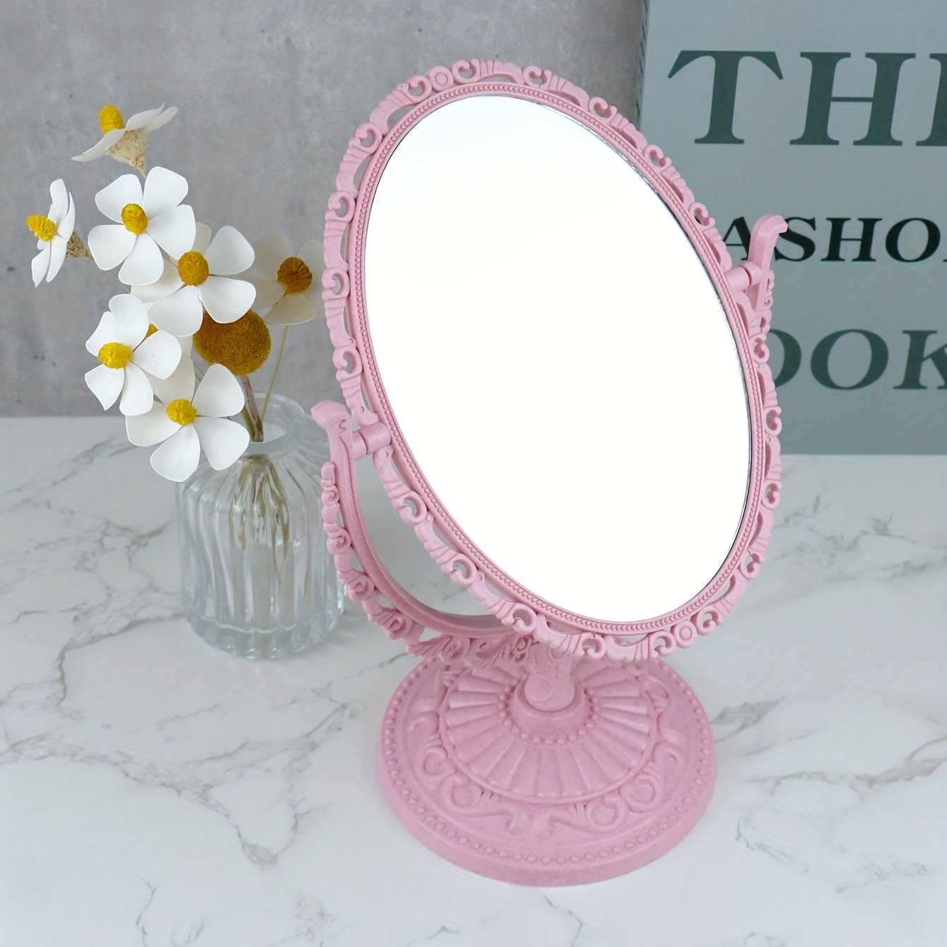 Vintage makeup deals mirror on stand