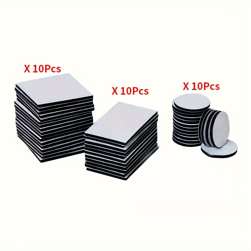 

30pcs Strong Double Sided Tape - Black Self Adhesive Double Layer Foam For Rectangular, Square And Round Mounts - Great For Walls, Floors, Doors And Plastic