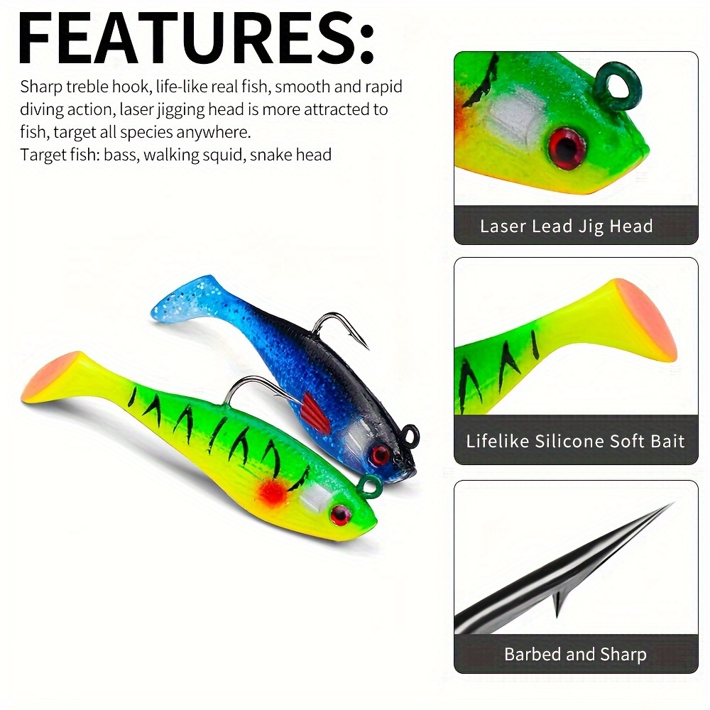 Cooll Lure Realistic Vivid Rubber Freshwater Saltwater Bait for Snakehead, 6#