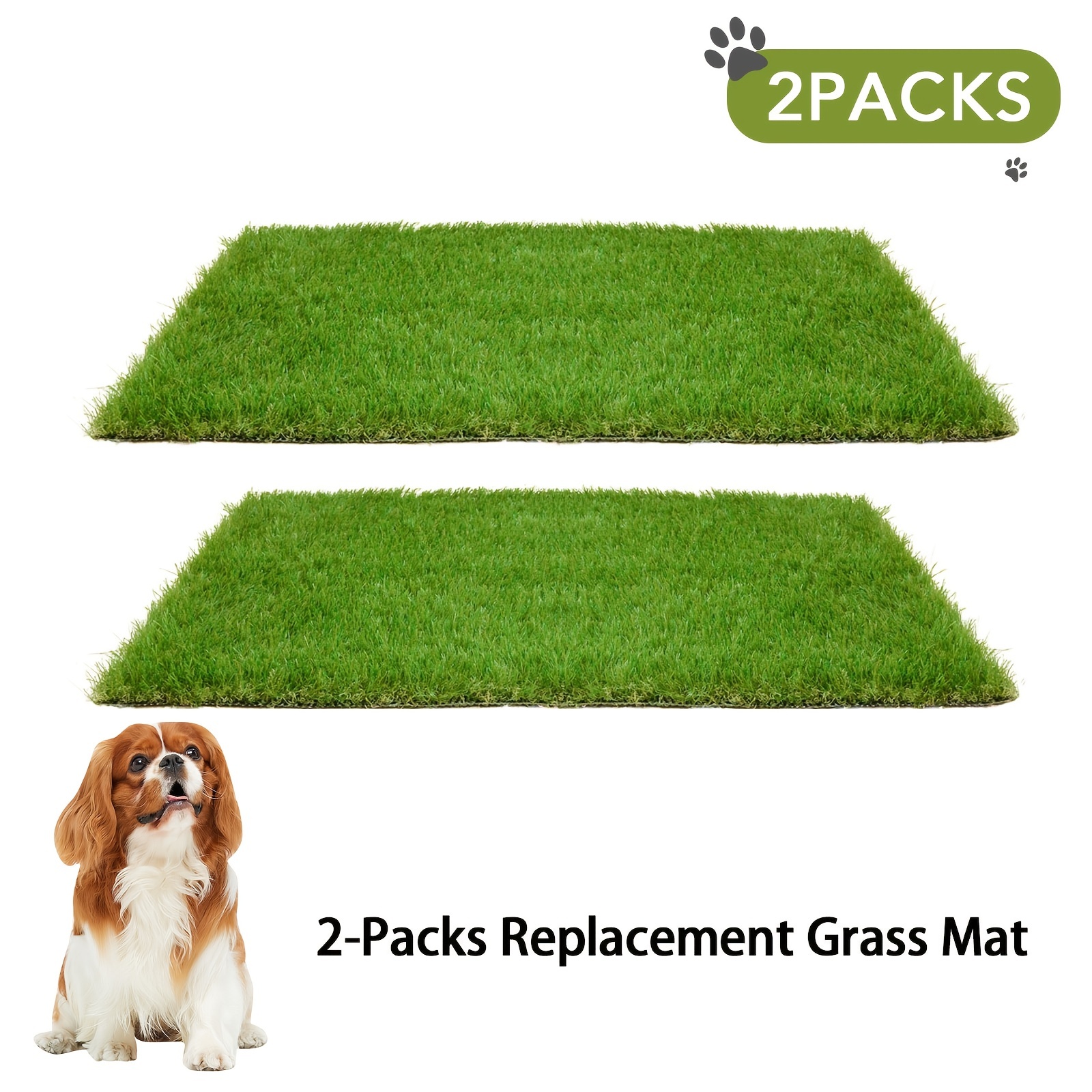 2 Packs Artificial Grass Dog Mat | Washable Dog Crate Mat | Reusable Puppy Pee Training Pad 24x16Inch