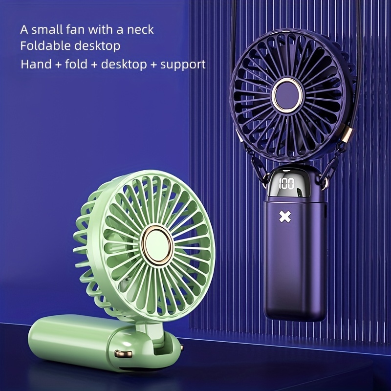 Upgraded USB Handheld Mini Digital Folding Fan with Large Capacity
