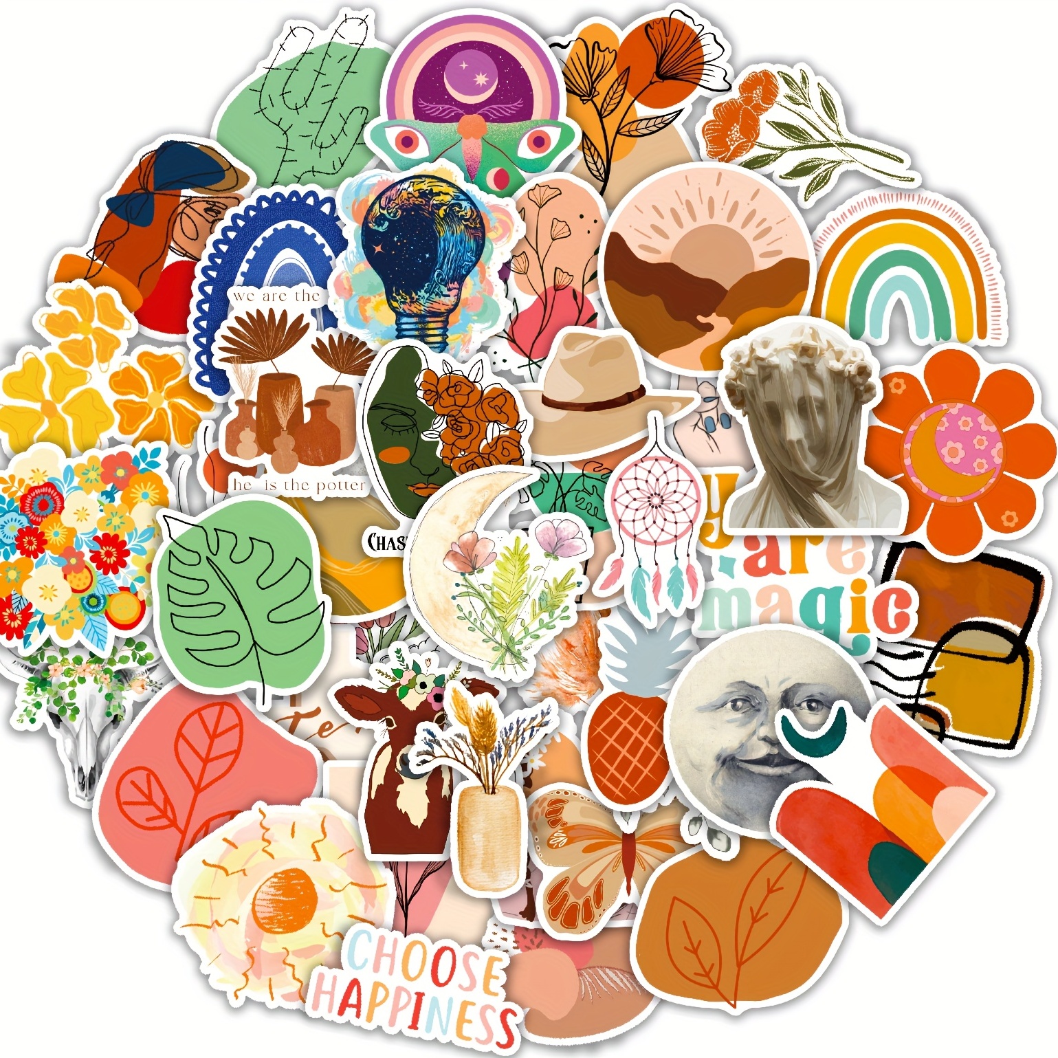 50pcs Aesthetics Stickers For Water Bottles, Creative Bottle World Vinyl Waterproof  Stickers For Girls Teens Adults, Art Stickers Pack For Scrapbook Journal  Laptop Phone Case Luggage