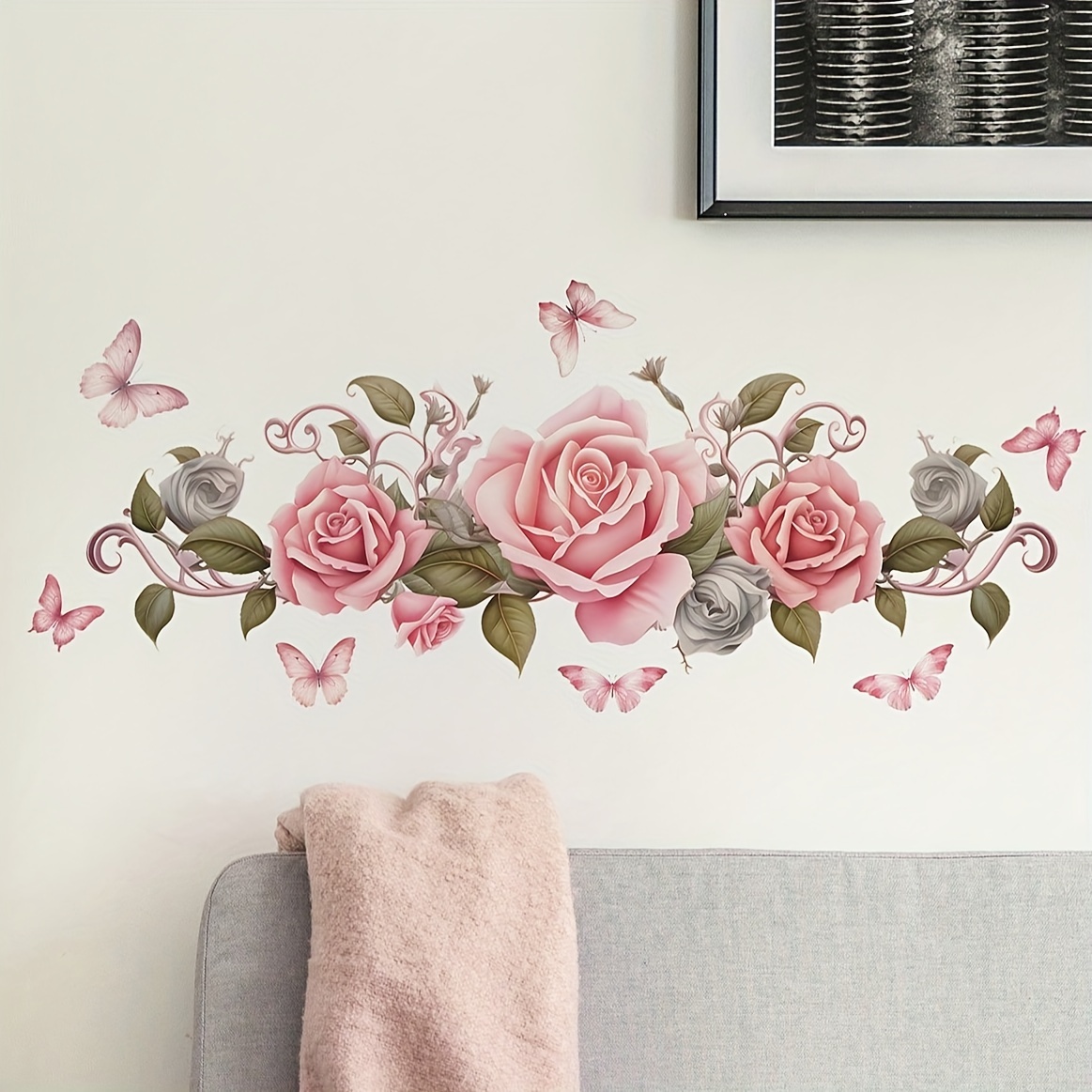 Beautiful Pink Floral Wall Sticker - TenStickers