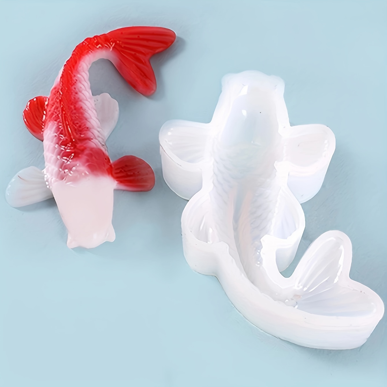 1pc Koi Fish Silicone Resin Molds Goldfish Casting Animal Ornament Silicone  Mold For DIY Pendant Charms Making Jewelry New Year Gift
