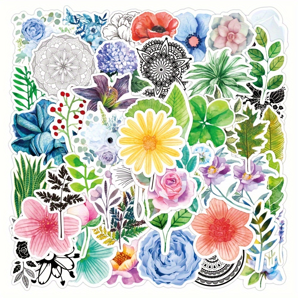 Vintage Floral Stickers Pet Waterproof Stickers Blooming - Temu