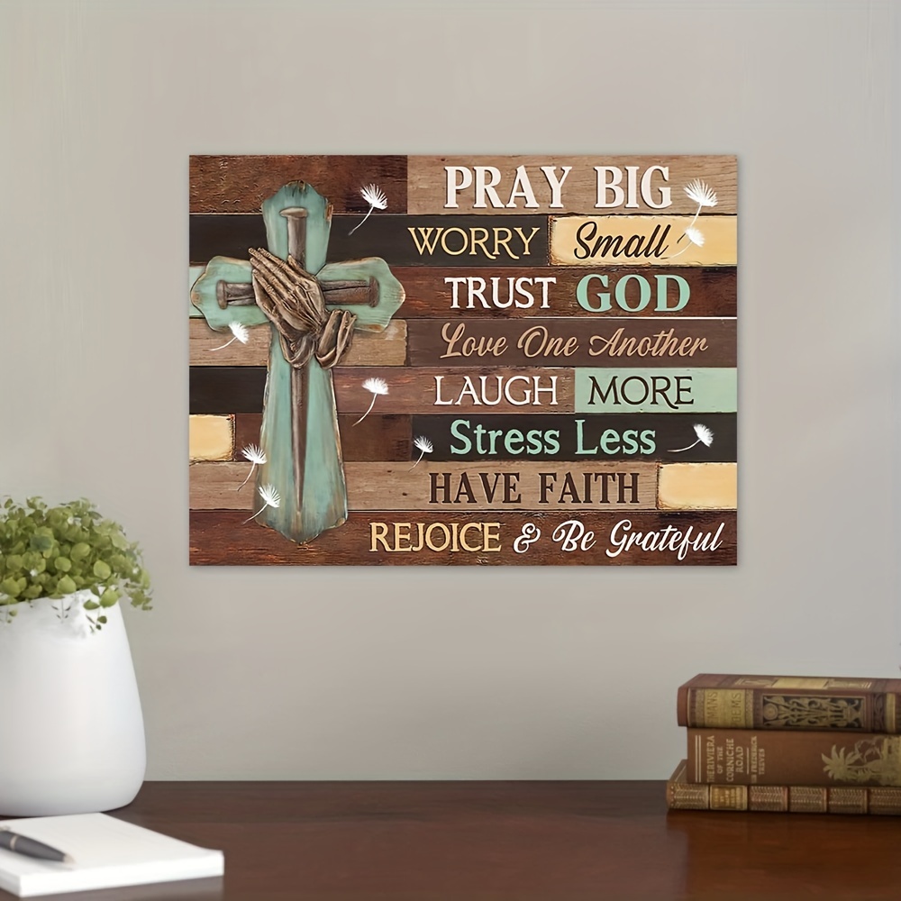 1pc love one another more stress less have faith canvas print christian religion cross home decor pictures poster wall art