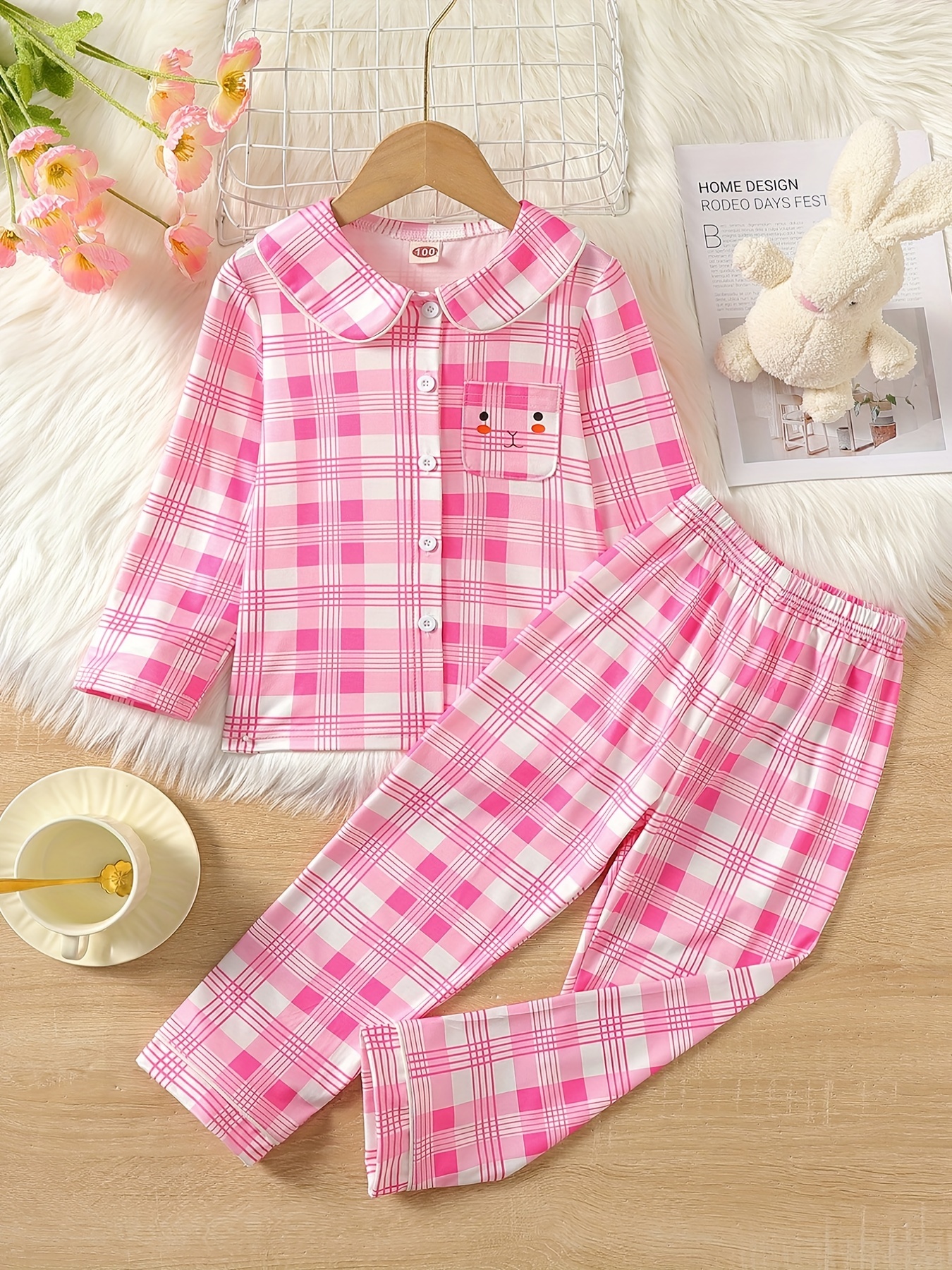 Girls Fleece Pajama Set Soft Flannel Pajamas Loungewear - Temu