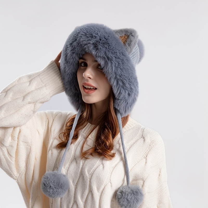Stay Warm Stylish Cute Cat Ears Beanie Hats Women! - Temu