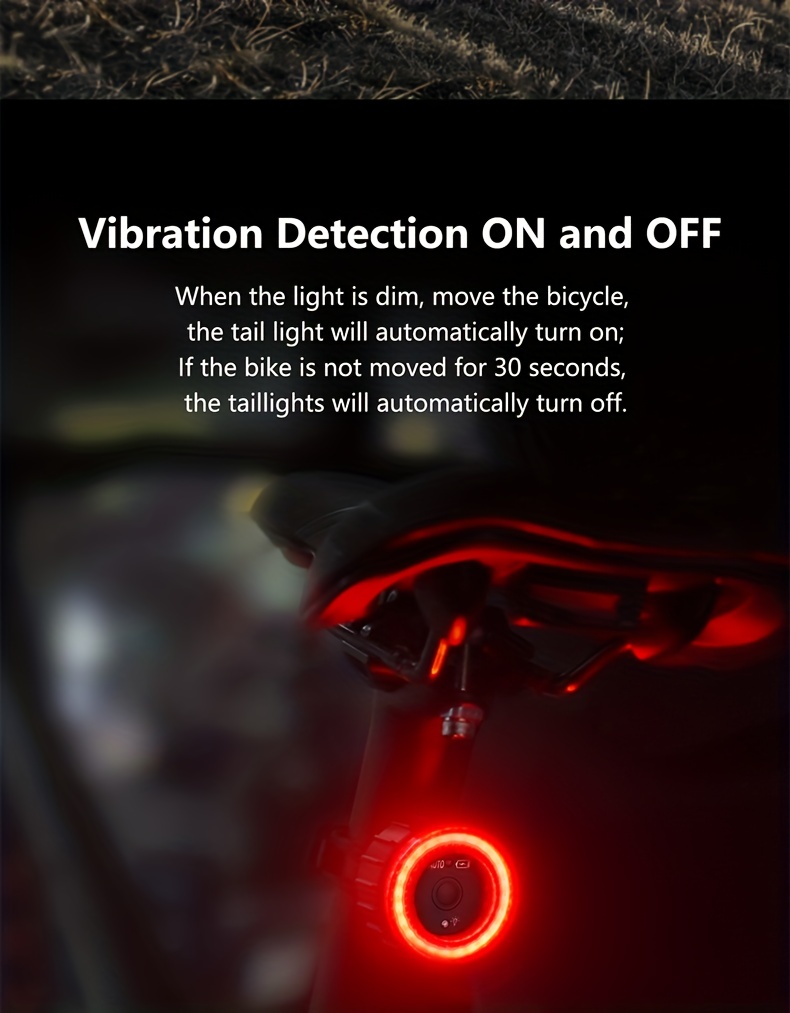 TWOOC Smart Bike Rear Light, Auto Start Stop Brake Sensing LED Charging Cycling Smart Bicycle Taillight