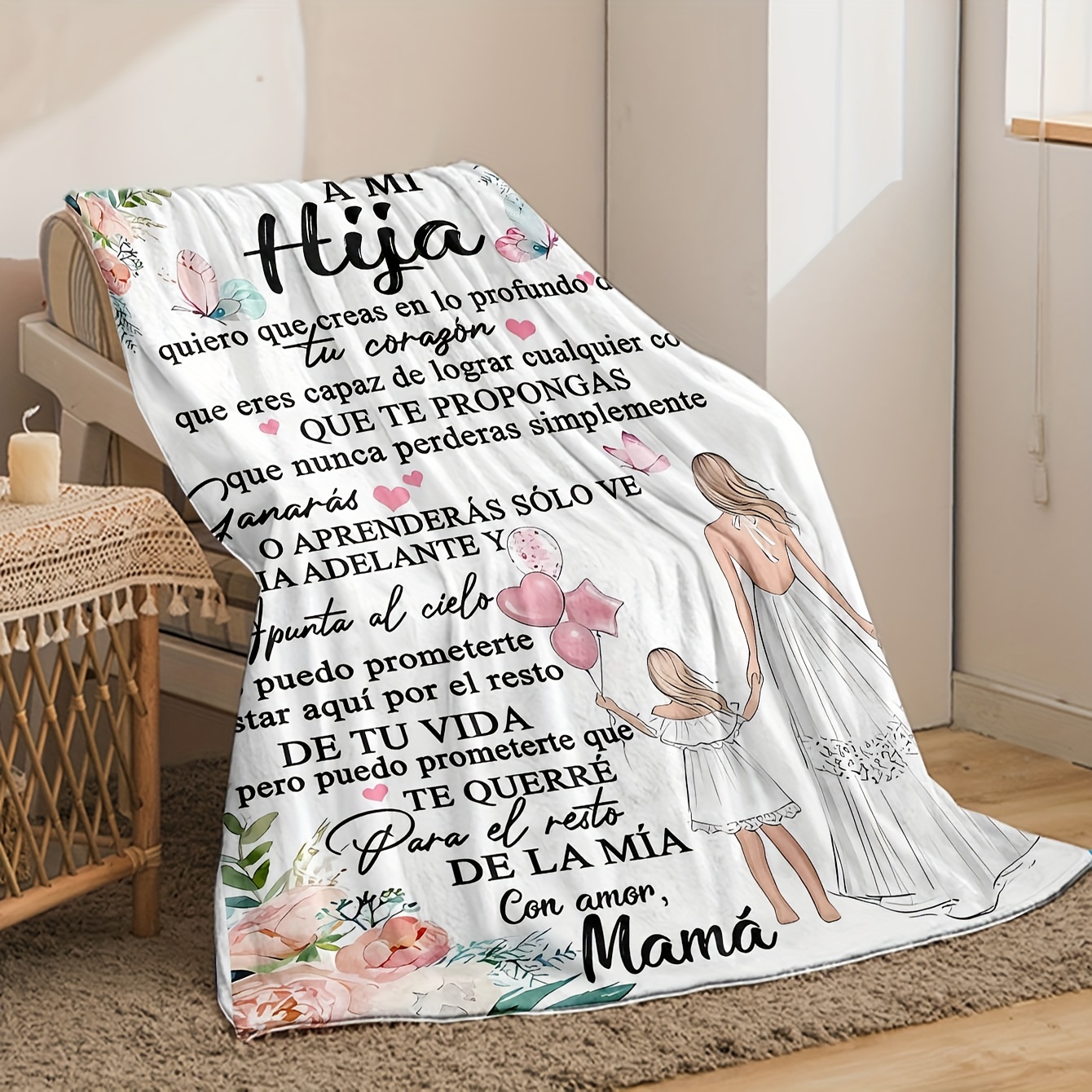 1 Manta Hija Patrón Palabras Madre Hija Manta Franela - Temu