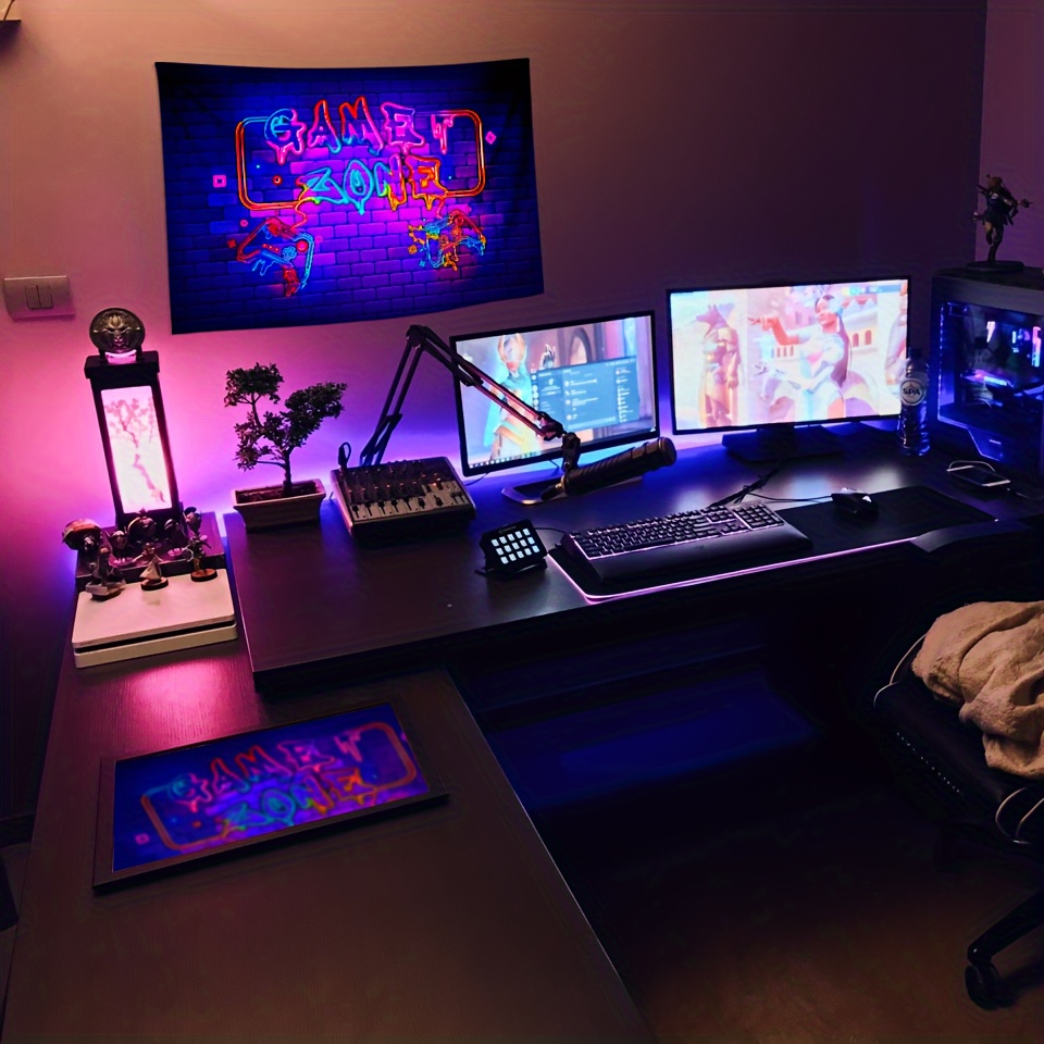 setup at night !  Game room design, Gaming room setup, Video game room  design