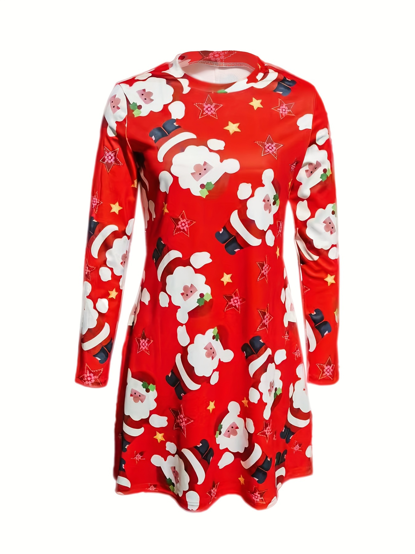 womens christmas print midi dress women's clothing temu - Temu