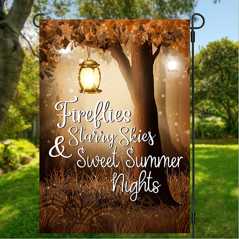 

1pc, Firefly Sweet Summer Night Welcome Garden Flag, Spring Summer Autumn And Winter Double Sided Printed Yard Flag, Home Decor, Outdoor Decor, Yard Decor, Garden Decorations