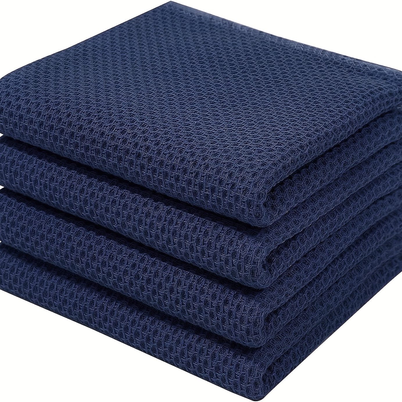 Kitchen Navy Blue Grid Linen Hand Towel, Eco Friendly Dish Clothes