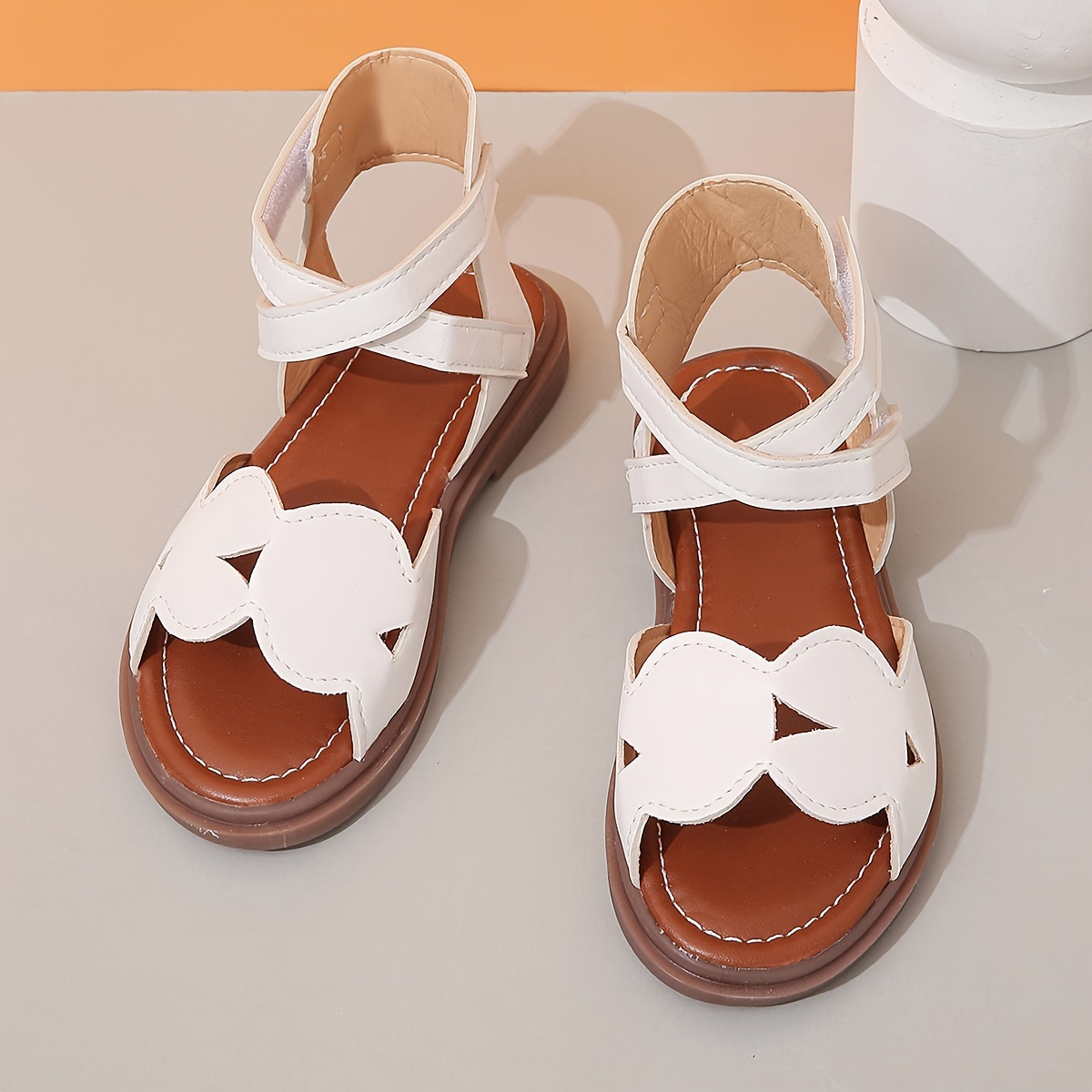 Trendy Breathable Open Toe Sandals For Girls, Lightweight Comfortable Anti Slip Sandals For Indoor Outdoor Beach, Spring Summer Fall