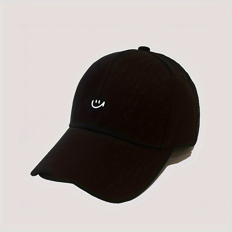 

Simple Smiling Graphic Baseball Cap Solid Color Casual Dad Hats Lightweight Adjustable Couple Sports Hat For Women Men