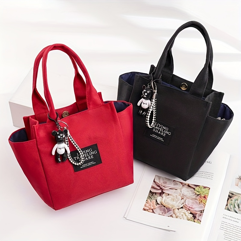 Patch Decor Tote Bag, Large Capacity Canvas Handbag, Women's Stylish  Shoulder Bag For Work & Shopping - Temu