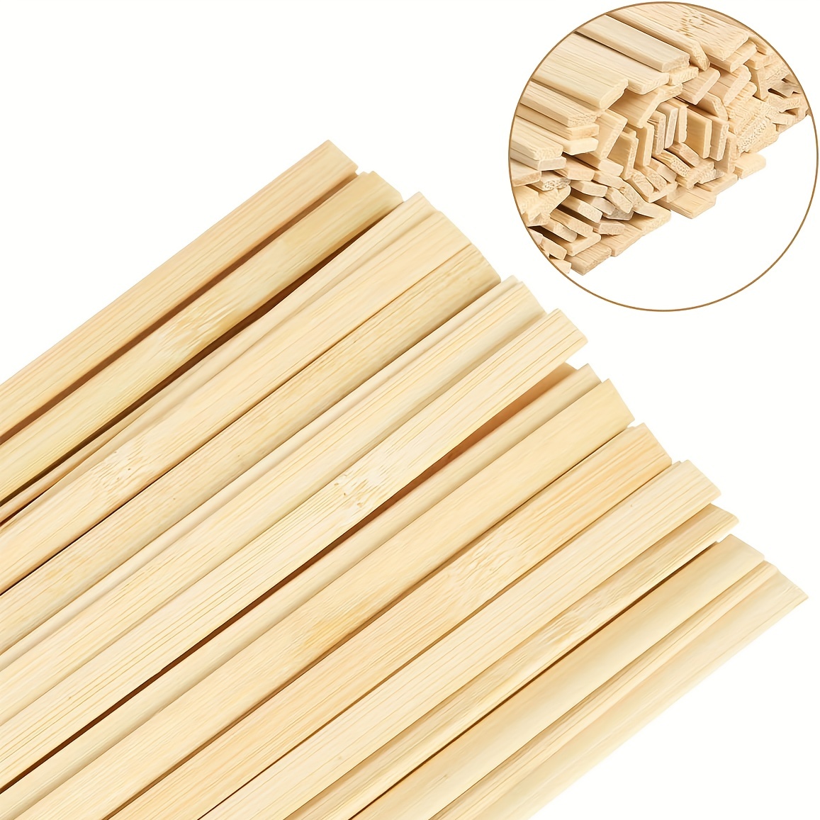 50 Pcs Natural Bamboo Thin Wood Strips 15.5 Inches Long Craft Popsicle  Balsa Sticks DIY Bamboo Plank for House Aircraft Ship Boat School Projects  Trim