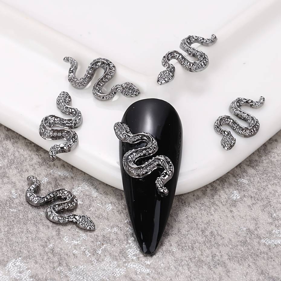 Golden/sivery/white Snake Nail Art Arms With Rhinestones,3d Alloy