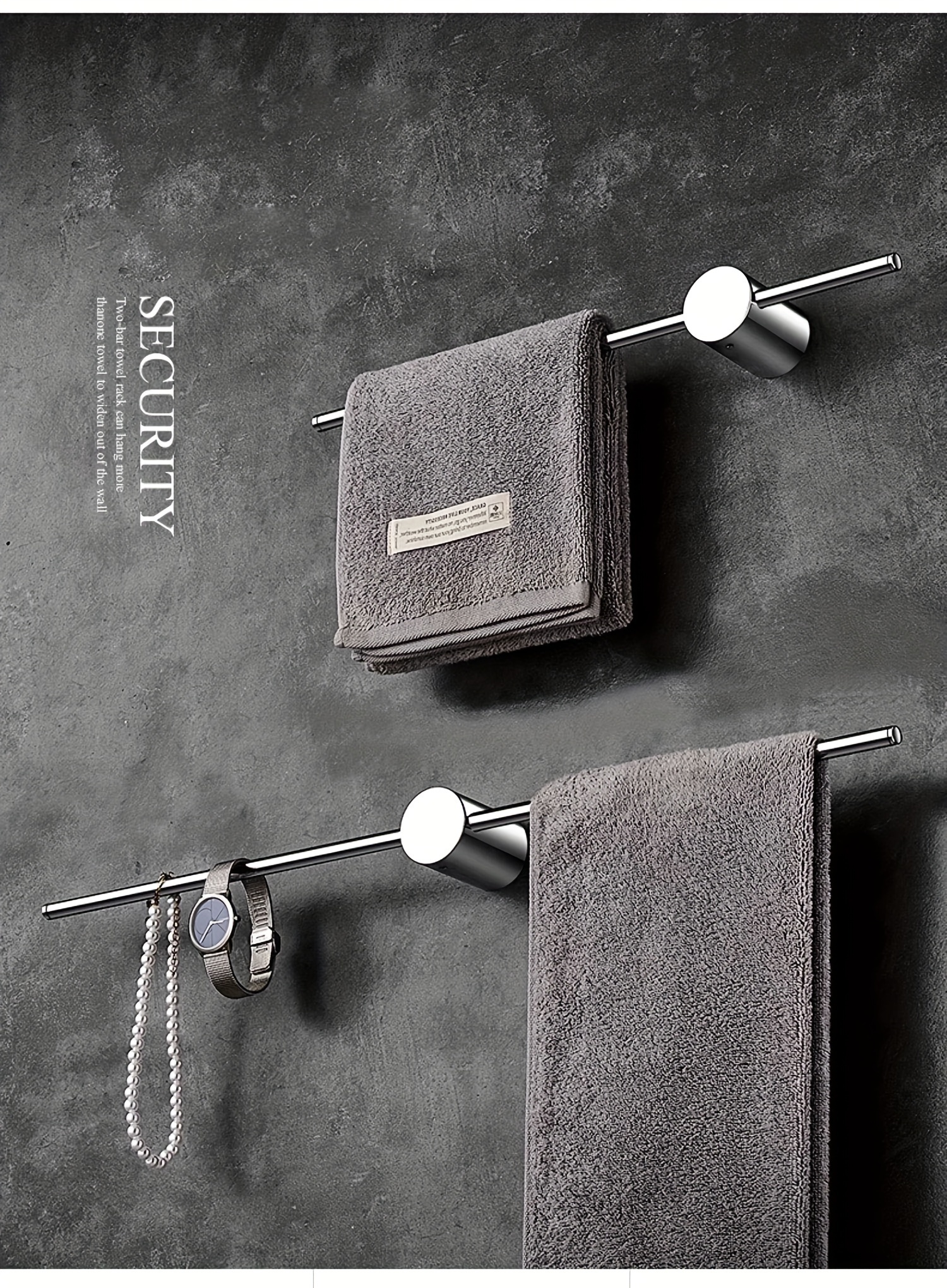 1pc chrome all copper creative towel rack bathroom storage towel rack gun gray bathroom round slipper rack black simple single rod towel bar bathroom organizer bathroom accessories Product details 4