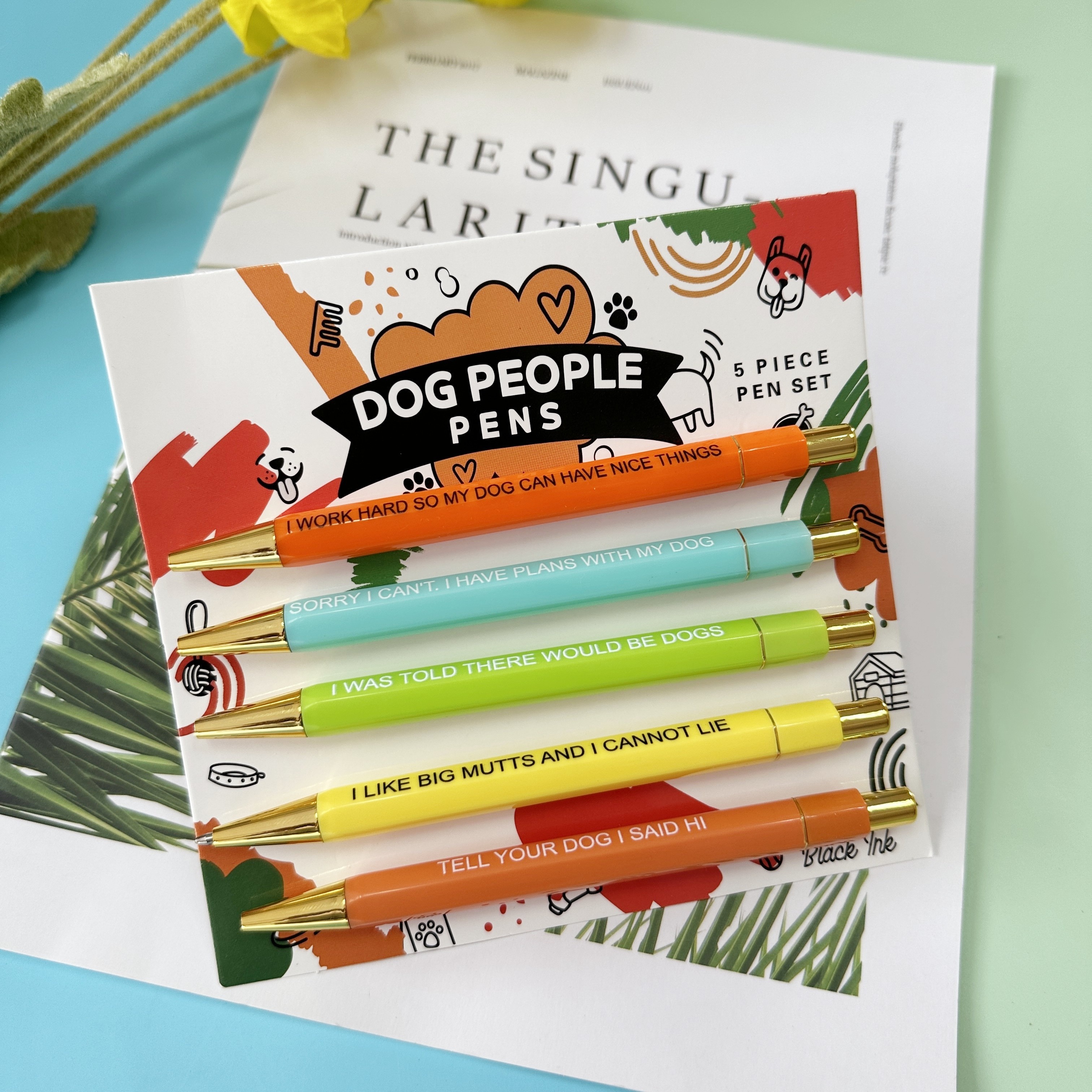 Dog Lovers Press Paper Card Ballpoint Pen Set Funny - Temu