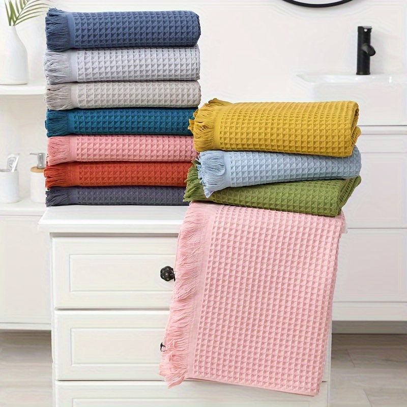 Solid Color Waffle Bath Sheet Household Cotton Large Bath - Temu