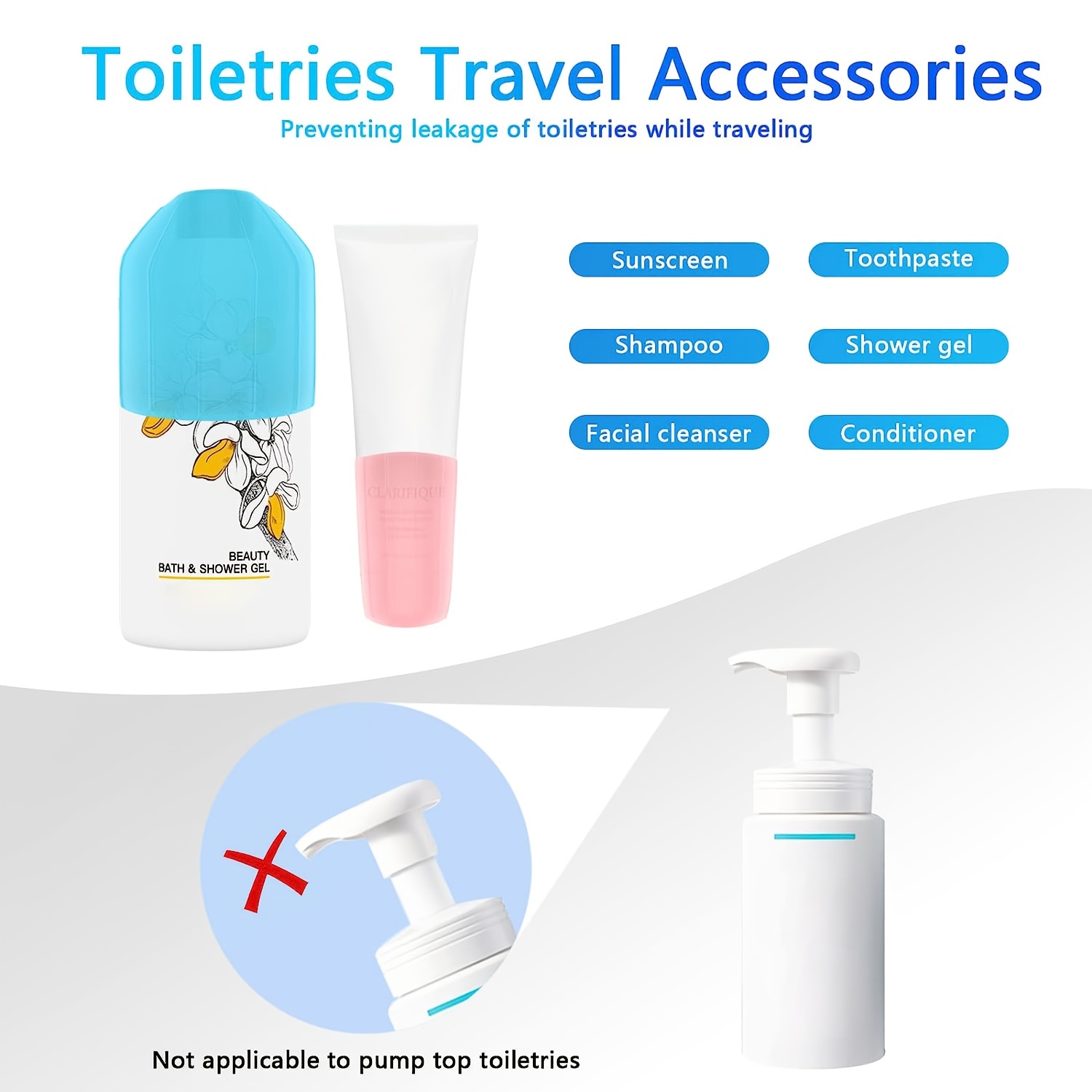 8pcs Travel Bottle Covers,Silicone Elastic Sleeves for Trave Containers,Reusable Travel Accessories for Leak Proofing in Luggage,Fit Most Toiletries