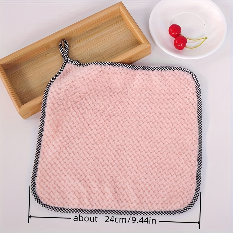 Hangable Coral Fleece Dish Cloth, Kitchen Household Absorbent Dish