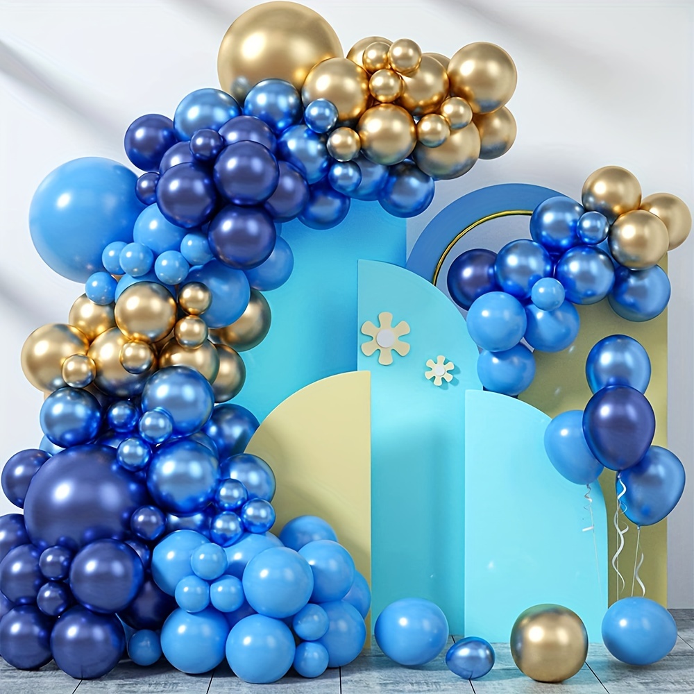 Juego de globos azules para el primer cumpleaños, globo grande del número  1, globo de látex azul de confeti de letra uno, globos de confeti de látex