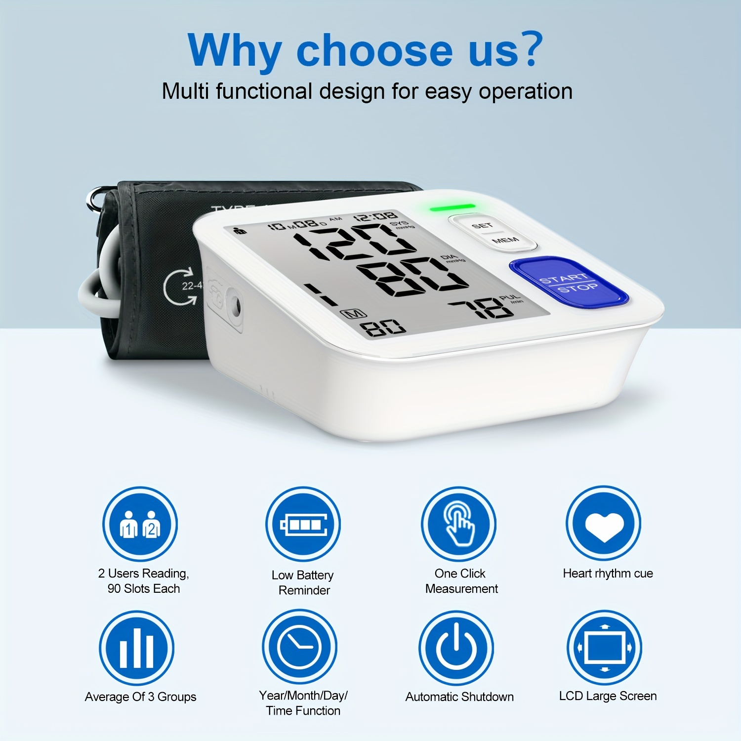Blood Pressure Monitor Upper Arm, Large Screen Blood Pressure