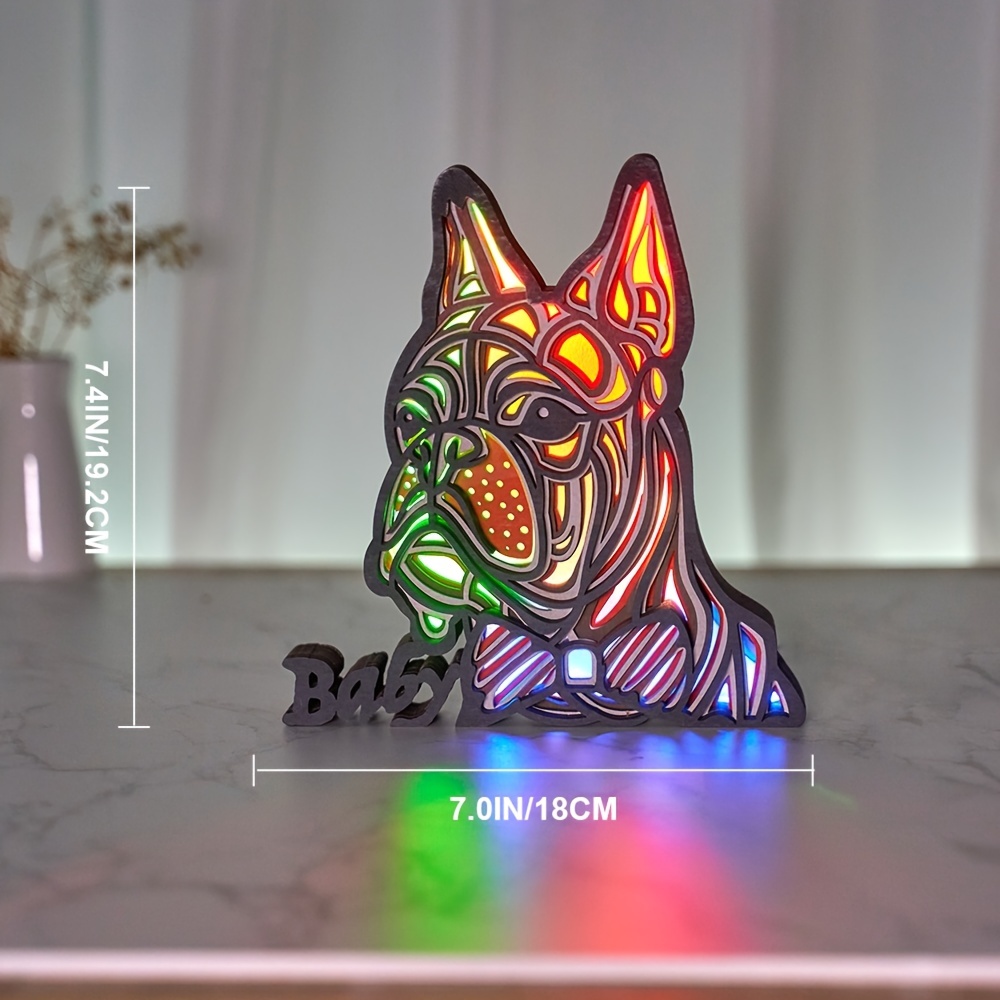 Französische Bulldogge 3d holzschnitzerei Led nachtlicht - Temu