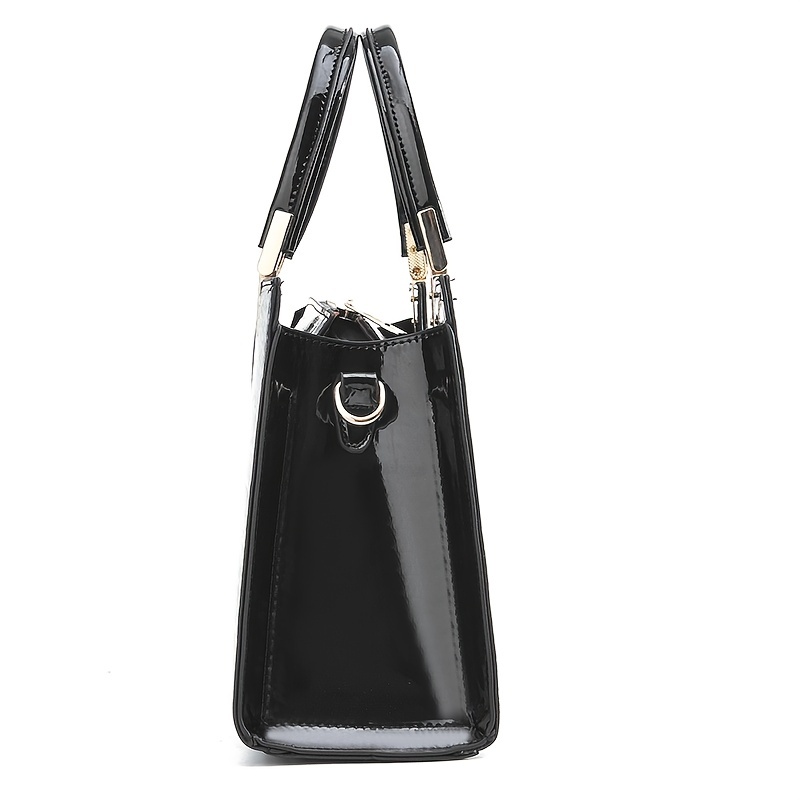 Black patent leather online handbags uk