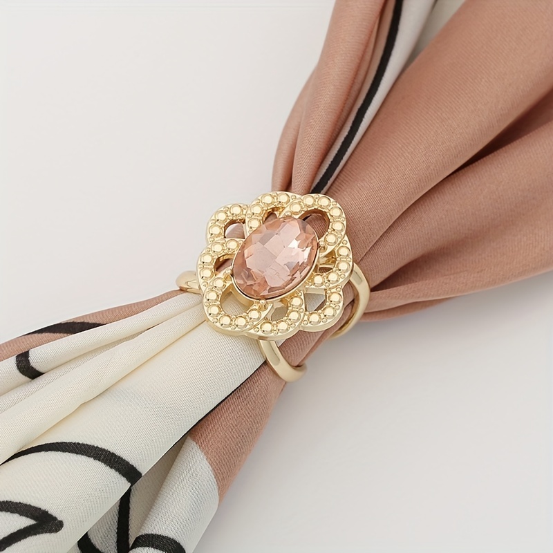Elegant Pearl Floral Scarf Ring Clip for Women Scarf Ring Buckle Fashion  Metal Shawl Clip Buckle