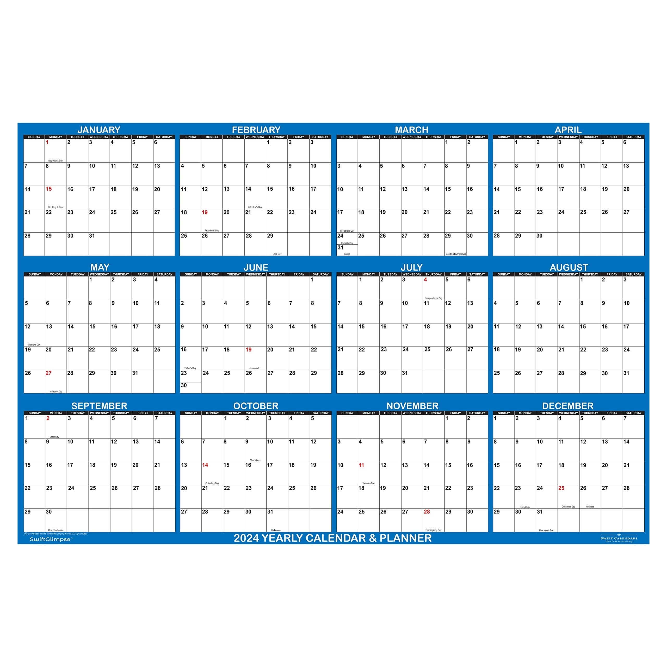 2024 Calendar 12 Monthly Calendar 2024 2024 Wall Calendar - Temu