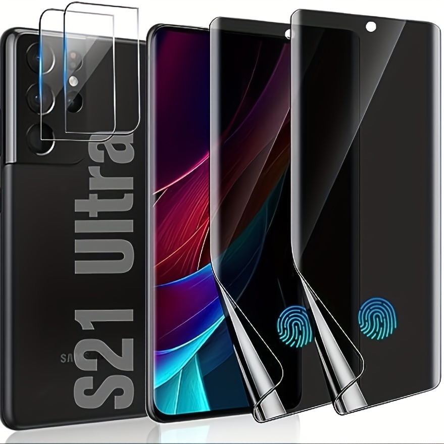  Protector de pantalla de privacidad para Galaxy S23 Ultra,  desbloqueo de huellas dactilares, resistente a los arañazos, película  antiespía transparente de alta definición para Samsung Galaxy S23 Ultra