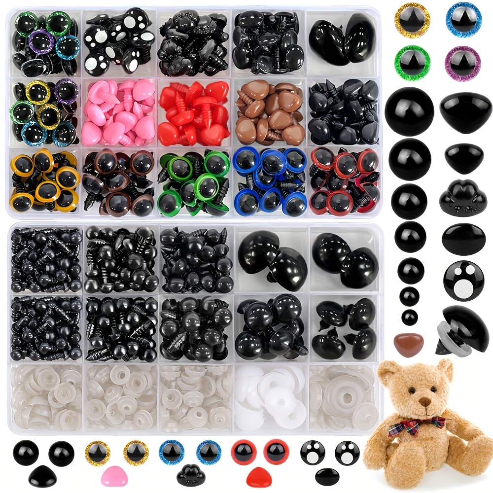 Yeux de sécurité pour crochet en plastique coloré avec rondelles, ours en  peluche noir Amigurumi, pour