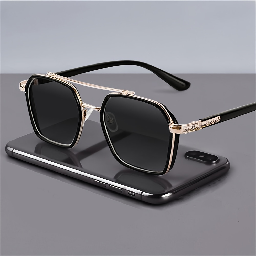 Luxury Square Prescription Aviator Sunglasses For Men UV400 Protection,  Gold Frame, Metal Polaroid Frame Ideal For Driving And Fishing Retro Style  Shades With Box From New_goods, $30.14