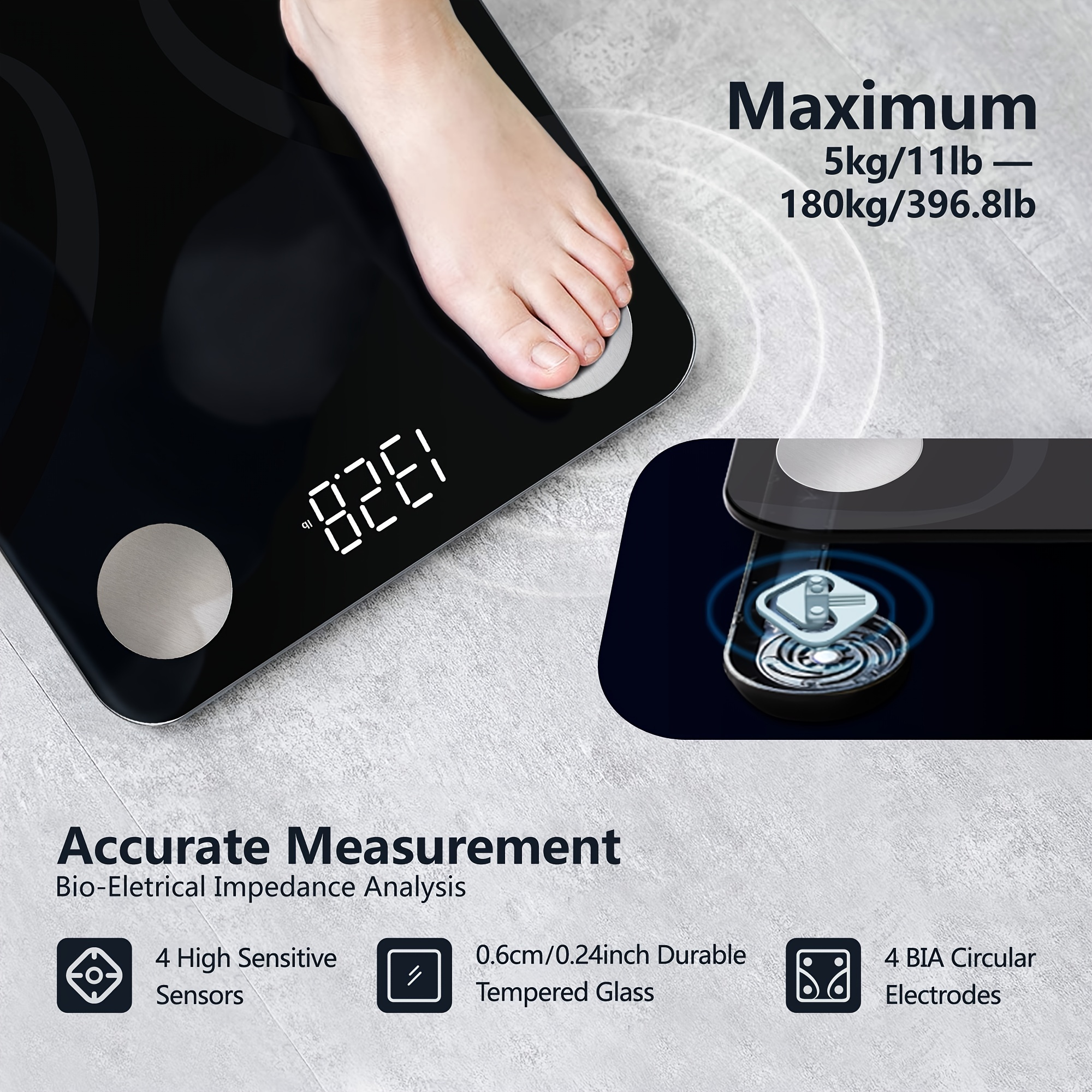 Smart Body Fat Scale With 12 Body Composition Analyzer - Digital